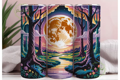 Stained Glass Forest 20oz Tumbler Wrap Sublimation PixelChick 