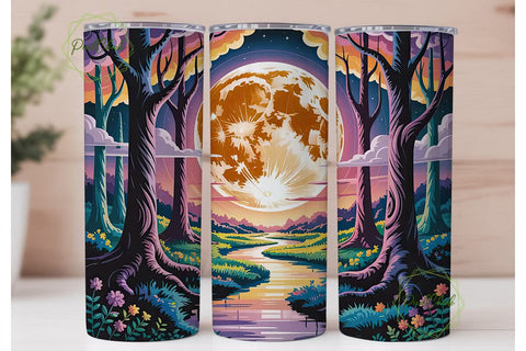 Stained Glass Forest 20oz Tumbler Wrap Sublimation PixelChick 