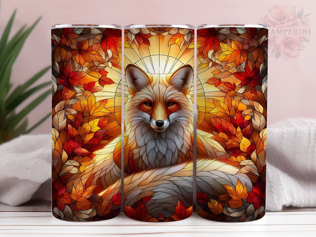 Stained Glass Fox 20oz Tumbler Wrap PNG, Fall Fox Tumbler Png, Straight & Tapered Tumbler Wrap, Instant Digital Download Sublimation Li Zamperini 
