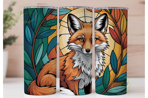 Stained Glass Fox 20oz Tumbler Wrap Sublimation PixelChick 