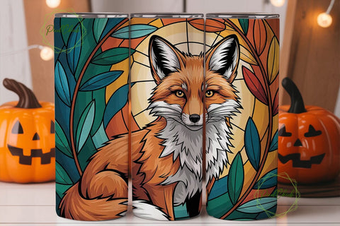 Stained Glass Fox 20oz Tumbler Wrap Sublimation PixelChick 