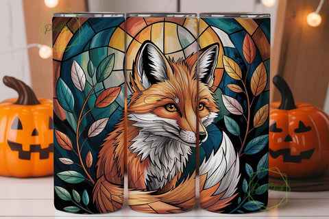 Stained Glass Fox 20oz Tumbler Wrap Sublimation PixelChick 