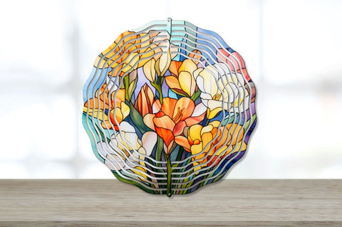 Stained Glass Freesia Flowers Wind Spinner Bundle Sublimation Regulrcrative 