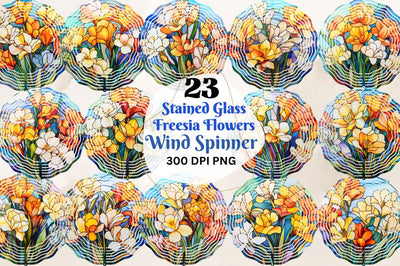 Stained Glass Freesia Flowers Wind Spinner Bundle Sublimation Regulrcrative 