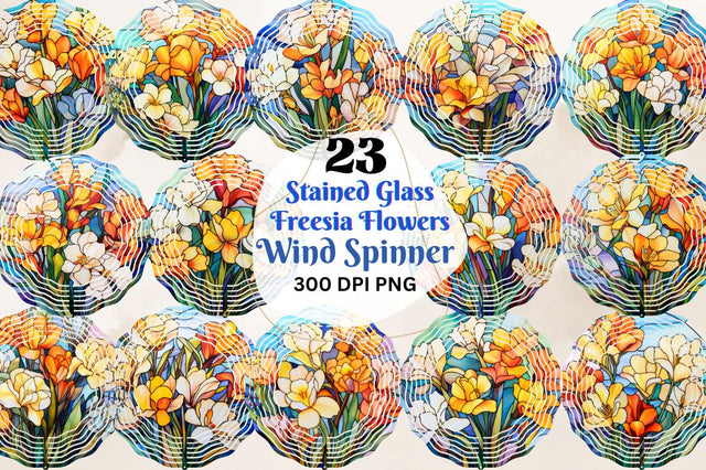 Stained Glass Freesia Flowers Wind Spinner Bundle Sublimation Regulrcrative 