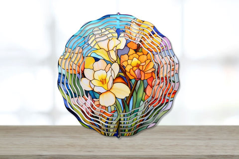 Stained Glass Freesia Flowers Wind Spinner Bundle Sublimation Regulrcrative 