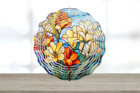 Stained Glass Freesia Flowers Wind Spinner Bundle Sublimation Regulrcrative 
