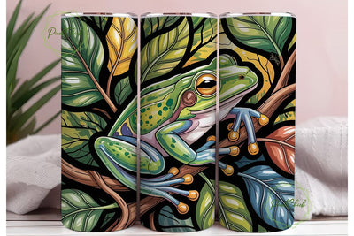 Stained Glass Frog 20oz Tumbler Wrap Sublimation PixelChick 