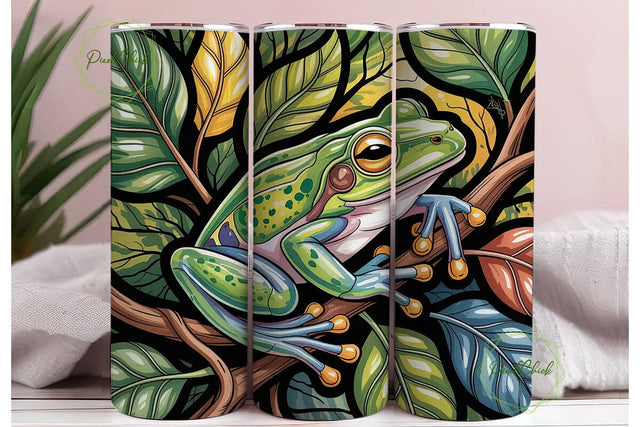 Stained Glass Frog 20oz Tumbler Wrap Sublimation PixelChick 
