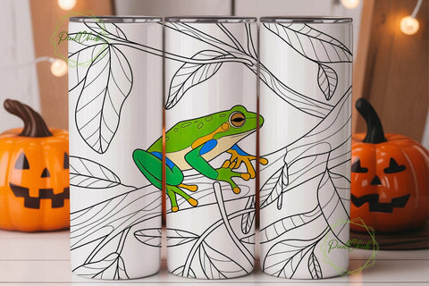 Stained Glass Frog 20oz Tumbler Wrap Sublimation PixelChick 