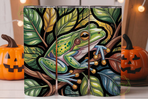 Stained Glass Frog 20oz Tumbler Wrap Sublimation PixelChick 