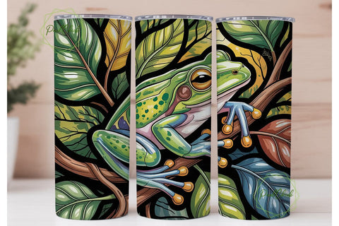 Stained Glass Frog 20oz Tumbler Wrap Sublimation PixelChick 