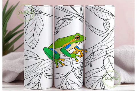 Stained Glass Frog 20oz Tumbler Wrap Sublimation PixelChick 