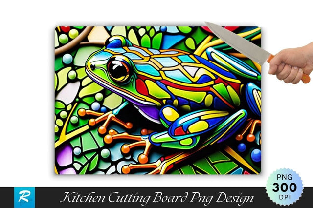 Stained Glass Frog Background Cutting Board Sublimation Regulrcrative 