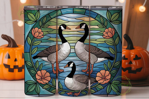 Stained Glass Geese 20oz Tumbler Wrap Sublimation PixelChick 