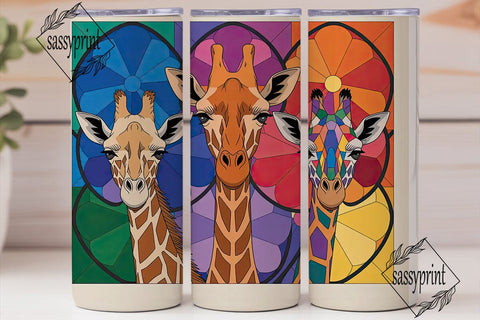 Stained Glass Giraffes 20oz Tumbler Wrap Sublimation sassyprint 