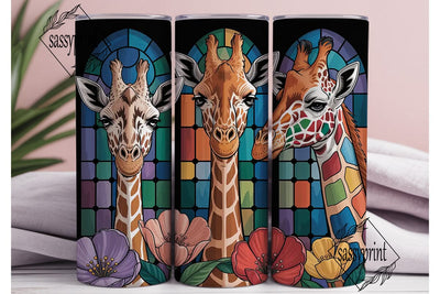 Stained Glass Giraffes 20oz Tumbler Wrap Sublimation sassyprint 