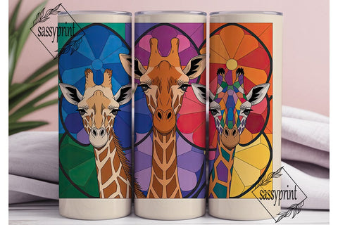 Stained Glass Giraffes 20oz Tumbler Wrap Sublimation sassyprint 