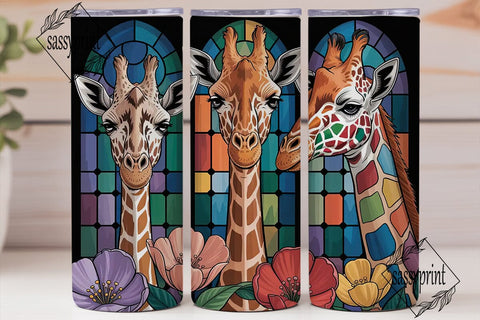 Stained Glass Giraffes 20oz Tumbler Wrap Sublimation sassyprint 