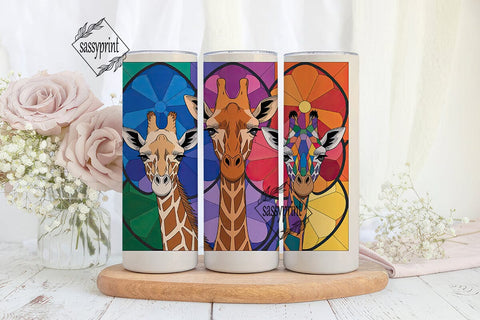Stained Glass Giraffes 20oz Tumbler Wrap Sublimation sassyprint 