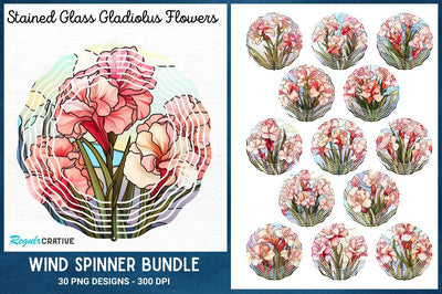 Stained Glass Gladiolus Flowers Wind Spinner Sublimationns Bundle Sublimation Regulrcrative 