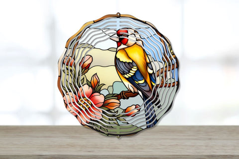 Stained Glass Goldfinch Bird Wind Spinner Bundle Sublimation Regulrcrative 