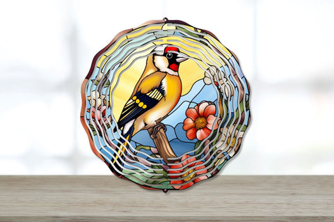 Stained Glass Goldfinch Bird Wind Spinner Bundle Sublimation Regulrcrative 