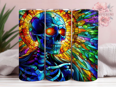 Stained Glass Gothic Zombie Tumbler, Stained Glass Zombie Wrap, 20oz Tumbler Sublimation, Creepy Glass Art Design, Undead Halloween Tumbler, Gothic Zombie Wrap, Horror Stained Glass Style Sublimation Li Zamperini 