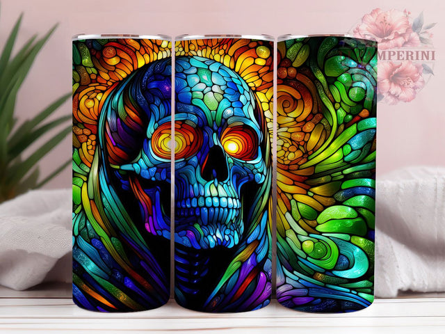Stained Glass Gothic Zombie Tumbler, Stained Glass Zombie Wrap, 20oz Tumbler Sublimation, Creepy Glass Art Design, Undead Halloween Tumbler, Gothic Zombie Wrap, Horror Stained Glass Style Sublimation Li Zamperini 