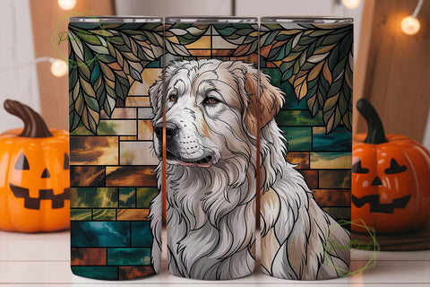 Stained Glass Great Pyrenees Tumbler Sublimation PixelChick 