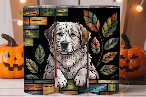 Stained Glass Great Pyrenees Tumbler Sublimation PixelChick 