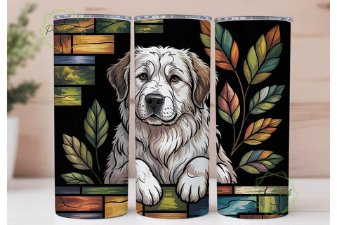 Stained Glass Great Pyrenees Tumbler Sublimation PixelChick 