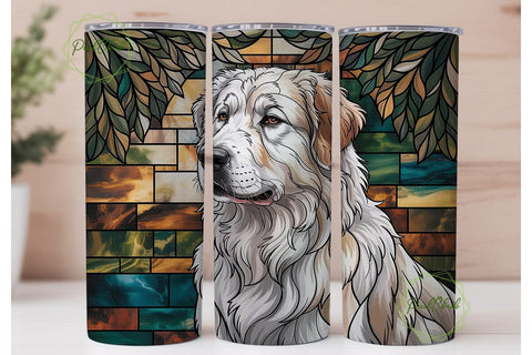 Stained Glass Great Pyrenees Tumbler Sublimation PixelChick 