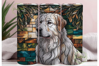 Stained Glass Great Pyrenees Tumbler Sublimation PixelChick 