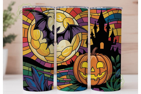 Stained Glass Halloween 20oz Tumbler Sublimation PixelChick 