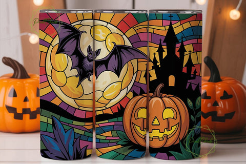 Stained Glass Halloween 20oz Tumbler Sublimation PixelChick 