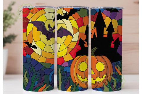 Stained Glass Halloween 20oz Tumbler Sublimation PixelChick 