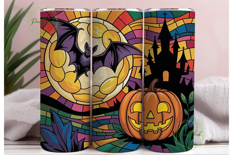 Stained Glass Halloween 20oz Tumbler Sublimation PixelChick 