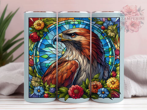 Stained Glass Hawk Colorful 20oz Tumbler Wrap PNG, Glass Hawk Tumbler Png, Straight & Tapered Tumbler Wrap, Instant Digital Download Sublimation Li Zamperini 