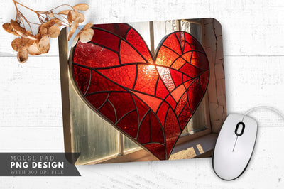 Stained Glass Heart Mouse Pad PNG Design Sublimation Regulrcrative 
