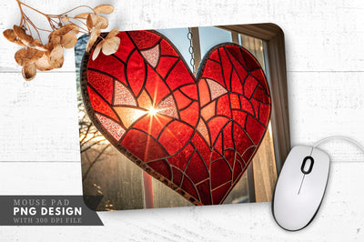 Stained Glass Heart Mouse Pad PNG Design Sublimation Regulrcrative 