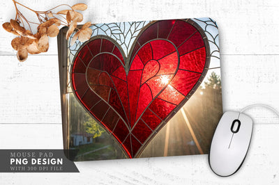 Stained Glass Heart Mouse Pad PNG Design Sublimation Regulrcrative 