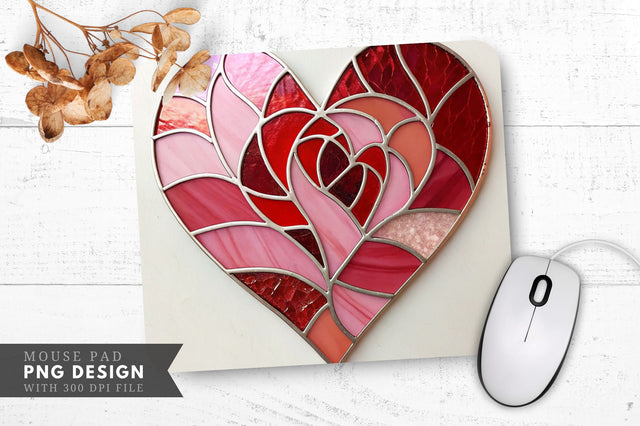 Stained Glass Heart Mouse Pad PNG Design Sublimation Regulrcrative 