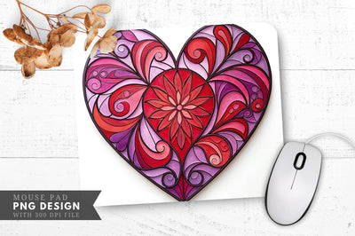 Stained Glass Heart Mouse Pad PNG Design Sublimation Regulrcrative 
