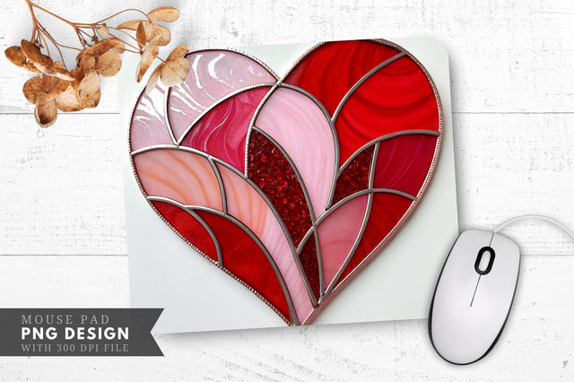 Stained Glass Heart Mouse Pad PNG Design Sublimation Regulrcrative 