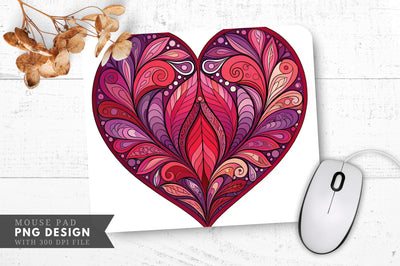 Stained Glass Heart Mouse Pad PNG Design Sublimation Regulrcrative 