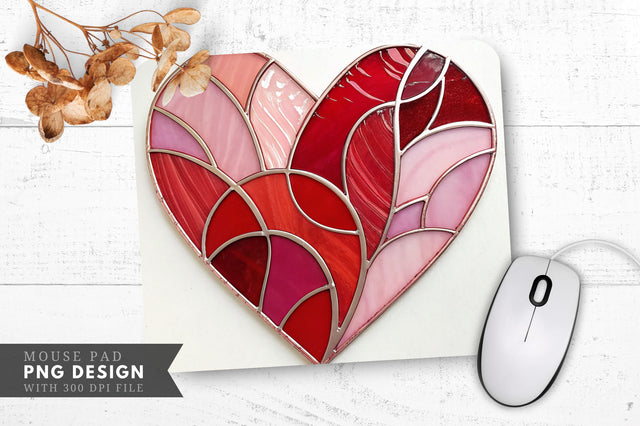 Stained Glass Heart Mouse Pad PNG Design Sublimation Regulrcrative 