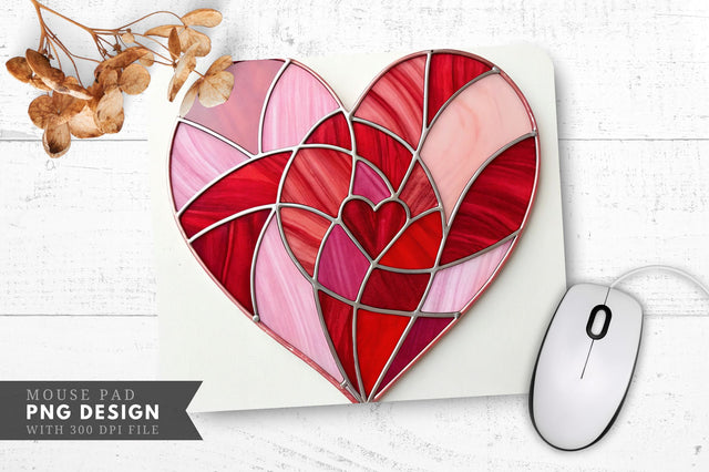 Stained Glass Heart Mouse Pad PNG Design Sublimation Regulrcrative 