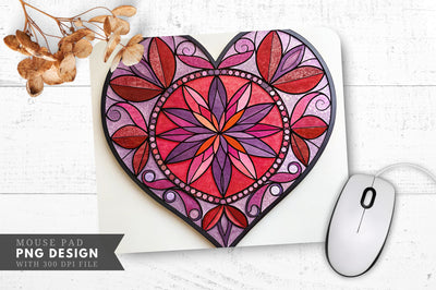 Stained Glass Heart Mouse Pad PNG Design Sublimation Regulrcrative 