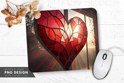 Stained Glass Heart Mouse Pad PNG Design Sublimation Regulrcrative 